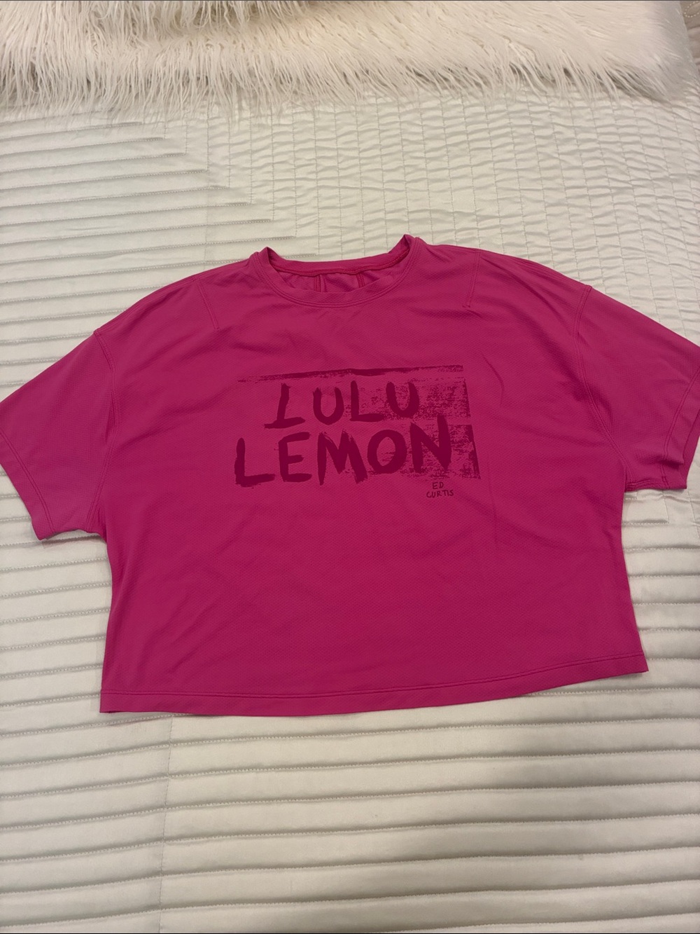 lululemon athletica Hot Pink Cropped Logo Tee